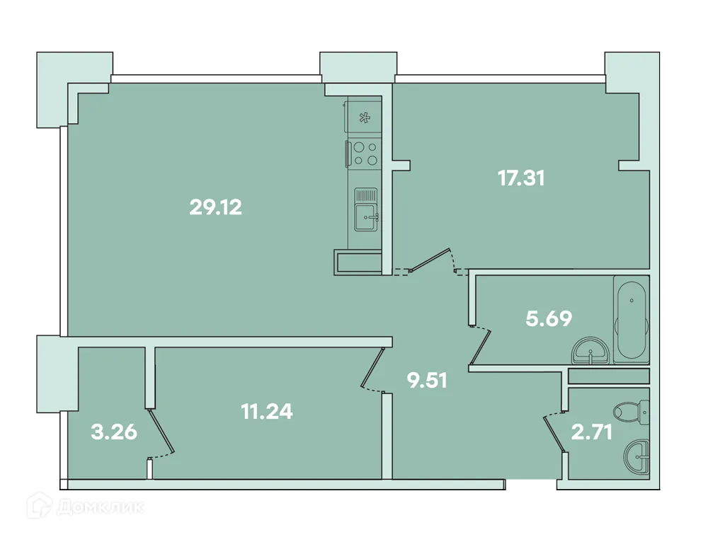 Планировка 2-комнатной квартиры 78.84 м² в ЖК ФАМИЛИЯ, г. Иркутск — фото 1