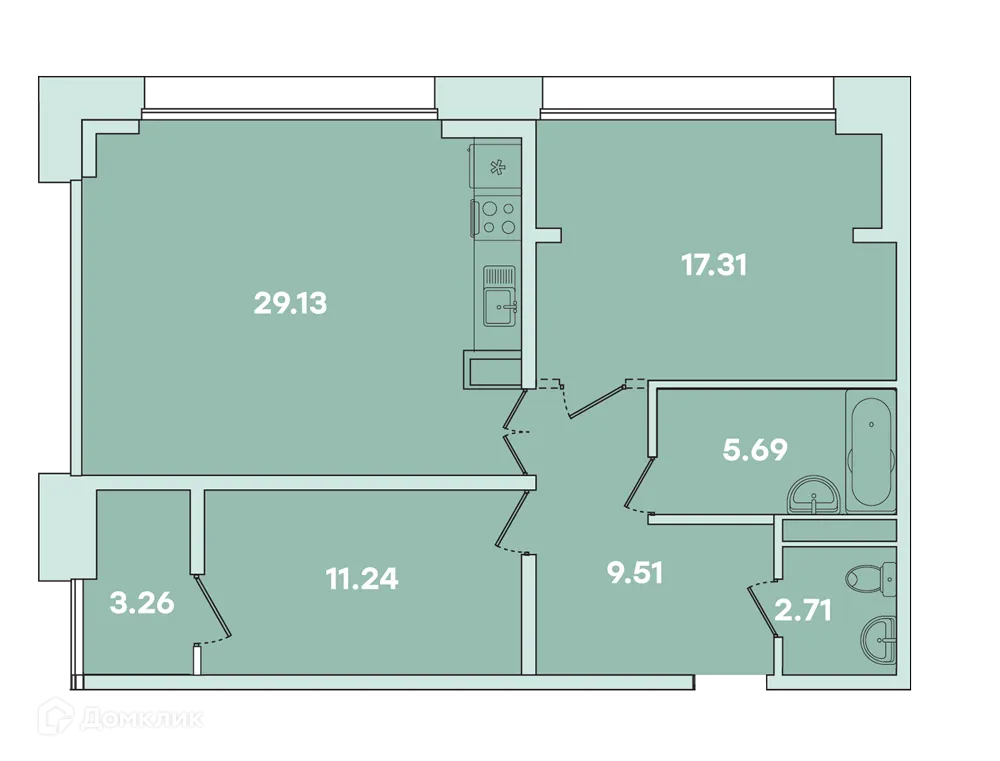 Планировка 2-комнатной квартиры 78.85 м² в ЖК ФАМИЛИЯ, г. Иркутск — фото 1