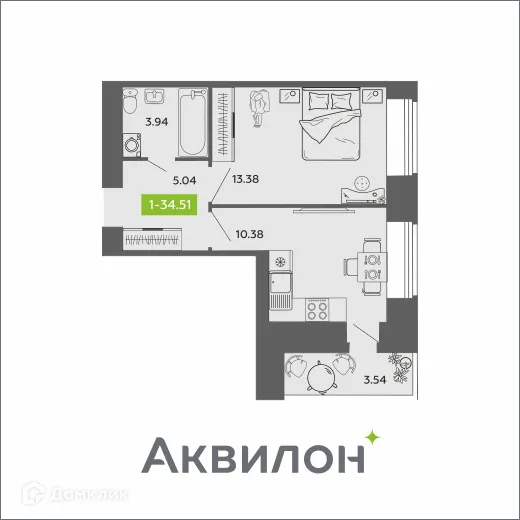 Фото квартиры в ЖК Аквилон ROSA