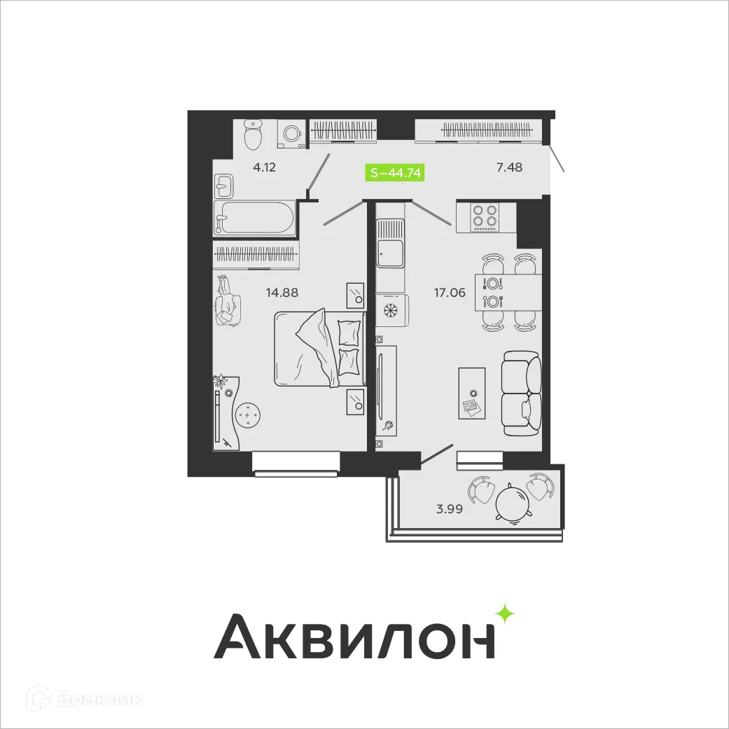 Фото квартиры в ЖК Аквилон SAGE