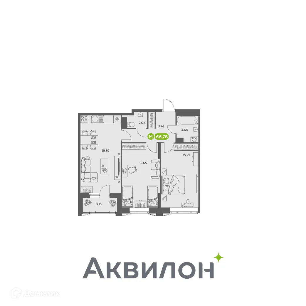 Фото квартиры в ЖК Аквилон АКВАРТАЛ