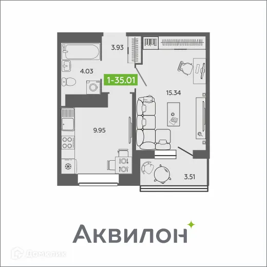 Фото квартиры в ЖК Аквилон SAGE