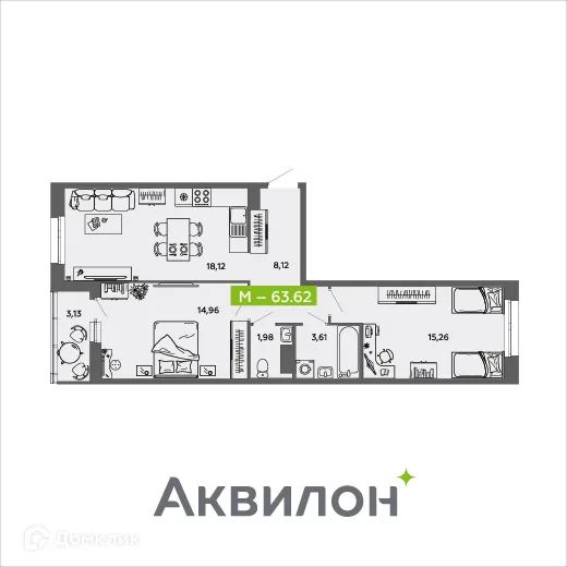 Фото квартиры в ЖК Аквилон MySky (Аквилон  МайСкай)