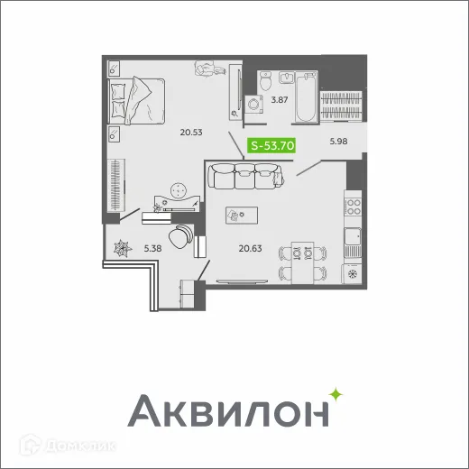 Фото квартиры в ЖК Аквилон SAGE
