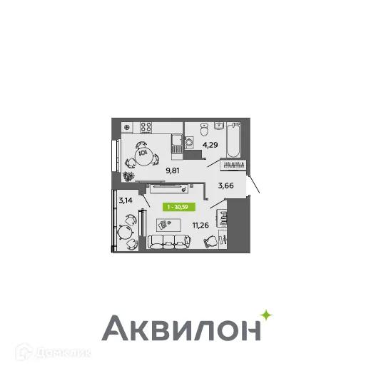 Фото квартиры в ЖК Аквилон MySky (Аквилон  МайСкай)