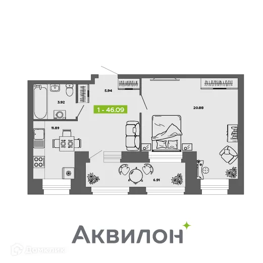 Фото квартиры в ЖК Аквилон ROSA