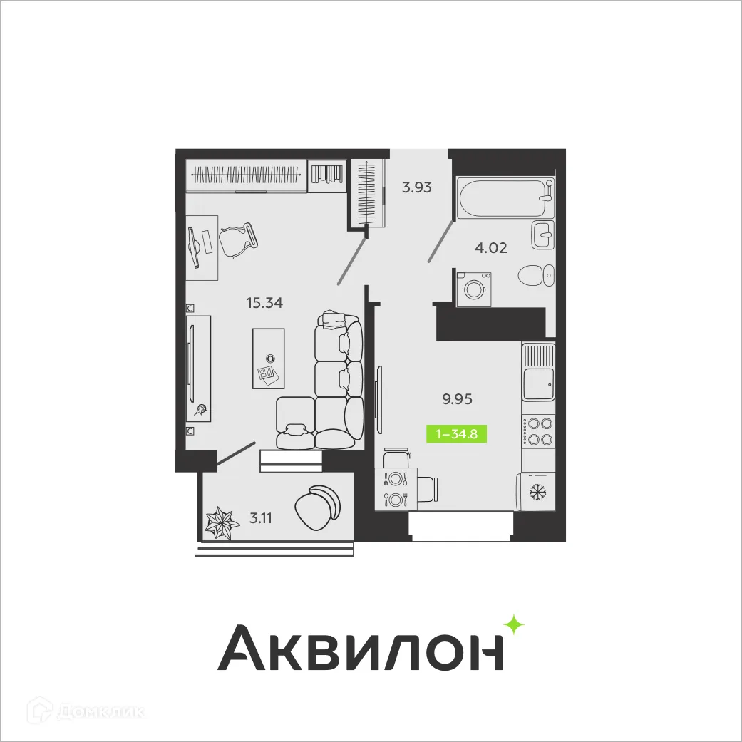 Фото квартиры в ЖК Аквилон SAGE