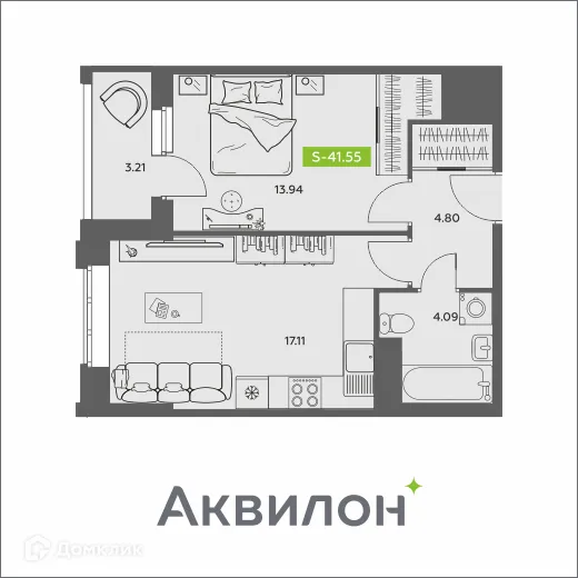 Фото квартиры в ЖК Аквилон АКВАРТАЛ