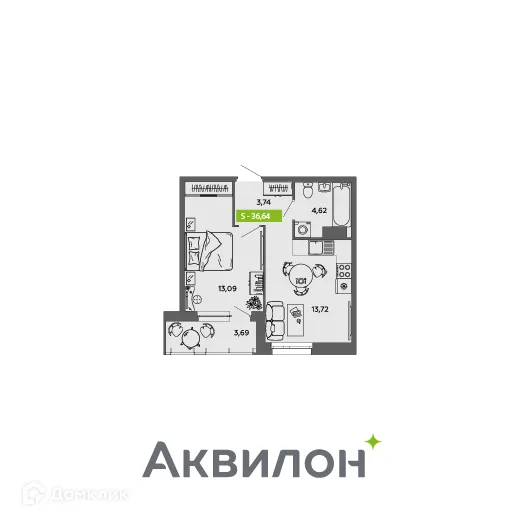 Фото квартиры в ЖК Аквилон MySky (Аквилон  МайСкай)