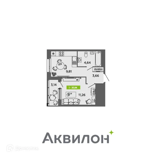 Фото квартиры в ЖК Аквилон MySky (Аквилон  МайСкай)