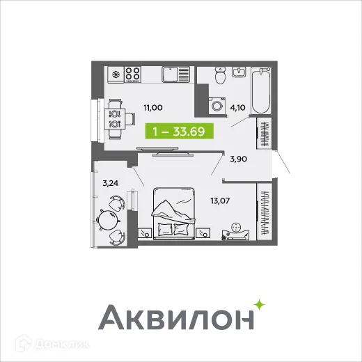 Фото квартиры в ЖК Аквилон MySky (Аквилон  МайСкай)