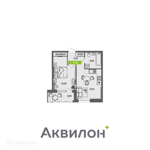 Фото квартиры в ЖК Аквилон MySky (Аквилон  МайСкай)