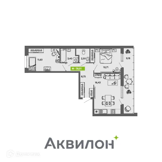 Фото квартиры в ЖК Аквилон MySky (Аквилон  МайСкай)