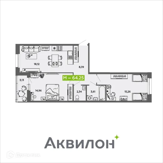 Фото квартиры в ЖК Аквилон MySky (Аквилон  МайСкай)