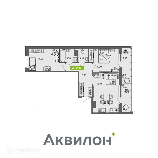 Фото квартиры в ЖК Аквилон MySky (Аквилон  МайСкай)
