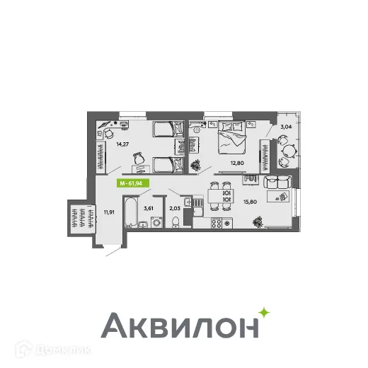 Фото квартиры в ЖК Аквилон MySky (Аквилон  МайСкай)