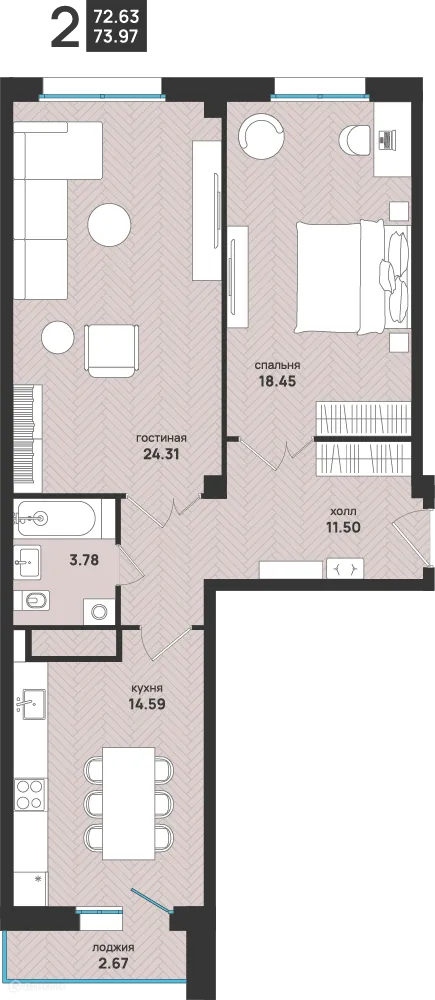 Фото квартиры в ЖК Мегаполис