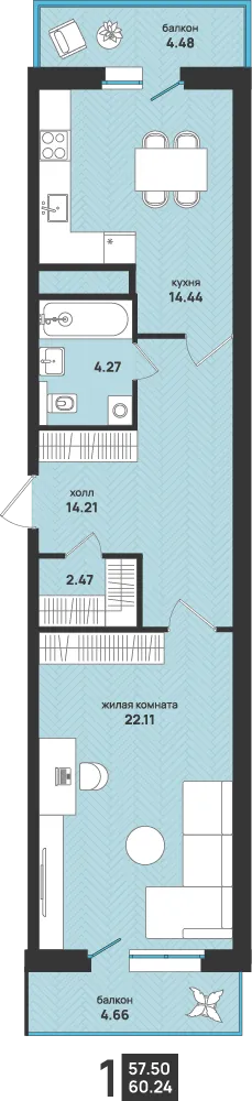 Фото квартиры в ЖК Мегаполис