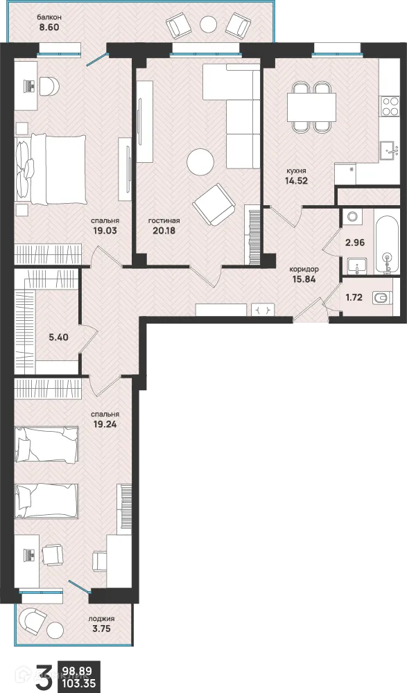 Фото квартиры в ЖК Мегаполис