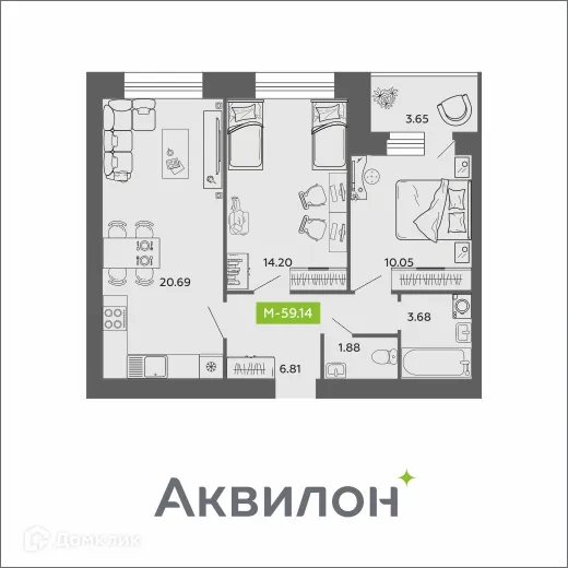 Фото квартиры в ЖК Аквилон ROSA