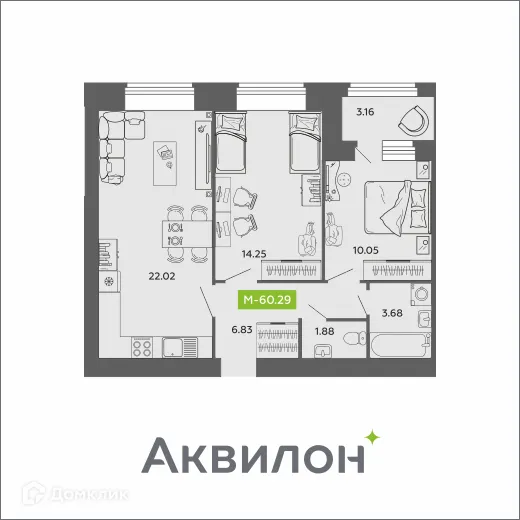 Фото квартиры в ЖК Аквилон ROSA