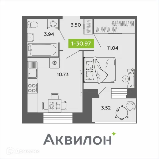 Фото квартиры в ЖК Аквилон ROSA