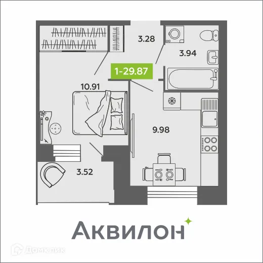 Фото квартиры в ЖК Аквилон ROSA