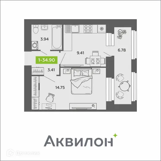Фото квартиры в ЖК Аквилон ROSA