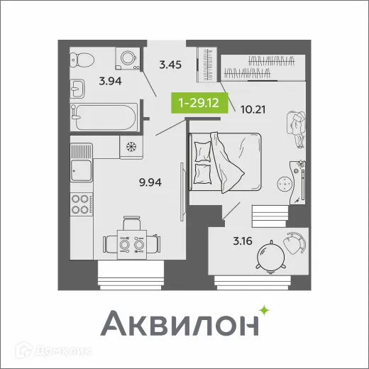 Фото квартиры в ЖК Аквилон ROSA