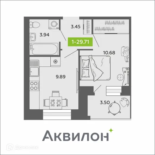 Фото квартиры в ЖК Аквилон ROSA