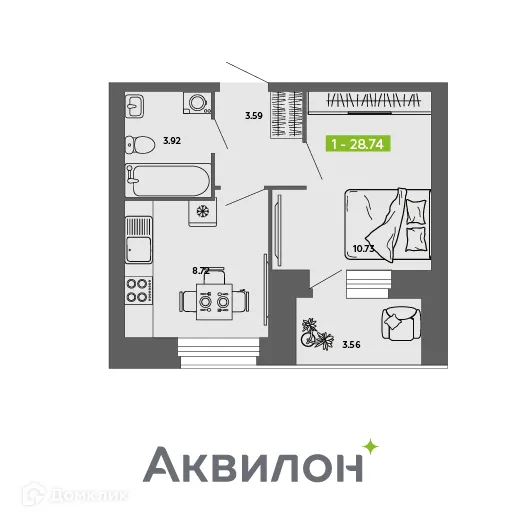 Фото квартиры в ЖК Аквилон ROSA