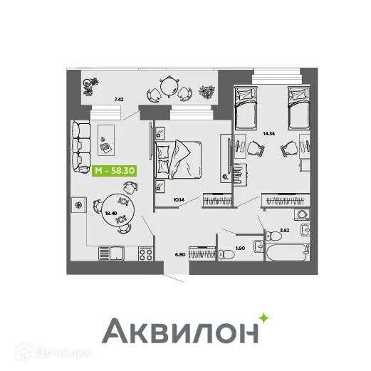 Фото квартиры в ЖК Аквилон ROSA