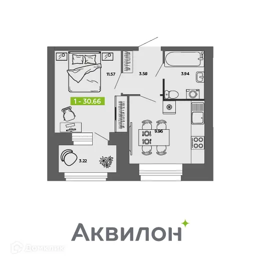 Фото квартиры в ЖК Аквилон ROSA
