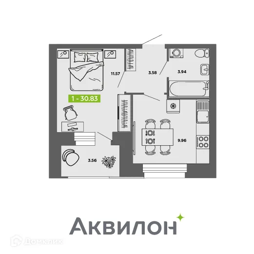 Фото квартиры в ЖК Аквилон ROSA