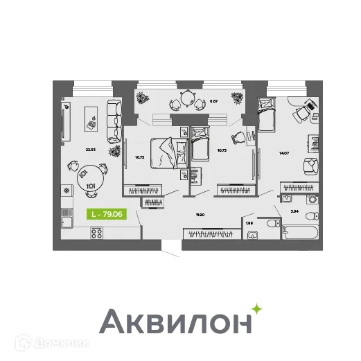 Фото квартиры в ЖК Аквилон ROSA