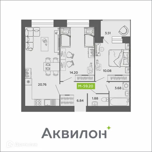 Фото квартиры в ЖК Аквилон ROSA