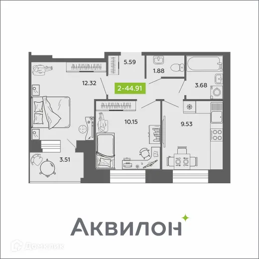 Фото квартиры в ЖК Аквилон ROSA