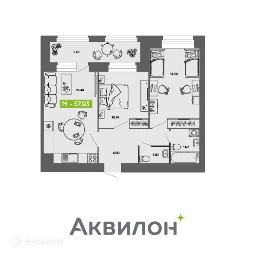 Фото квартиры в ЖК Аквилон ROSA