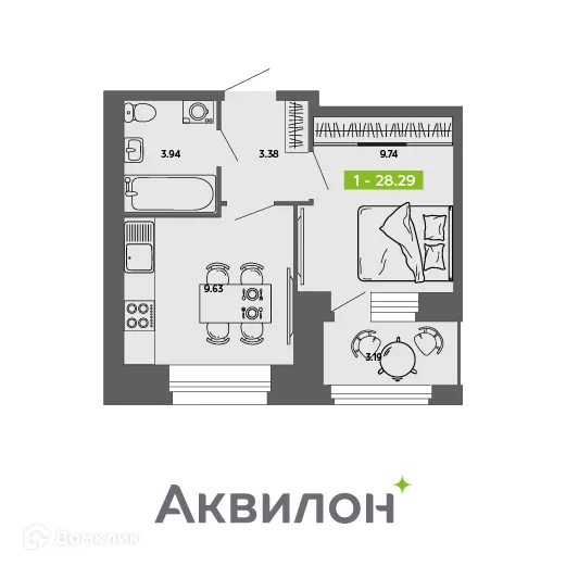 Фото квартиры в ЖК Аквилон ROSA