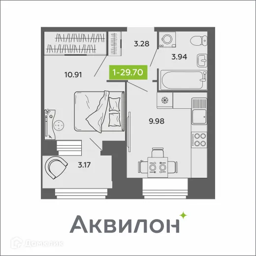 Фото квартиры в ЖК Аквилон ROSA
