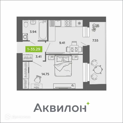 Фото квартиры в ЖК Аквилон ROSA