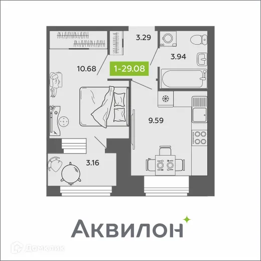 Фото квартиры в ЖК Аквилон ROSA