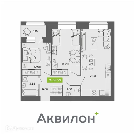 Фото квартиры в ЖК Аквилон ROSA