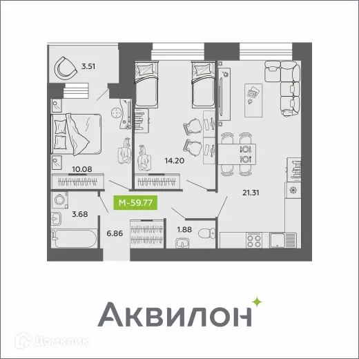 Фото квартиры в ЖК Аквилон ROSA