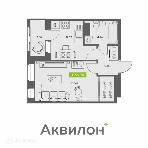 Фото квартиры в ЖК Аквилон АКВАРТАЛ