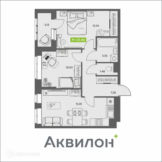 Фото квартиры в ЖК Аквилон АКВАРТАЛ