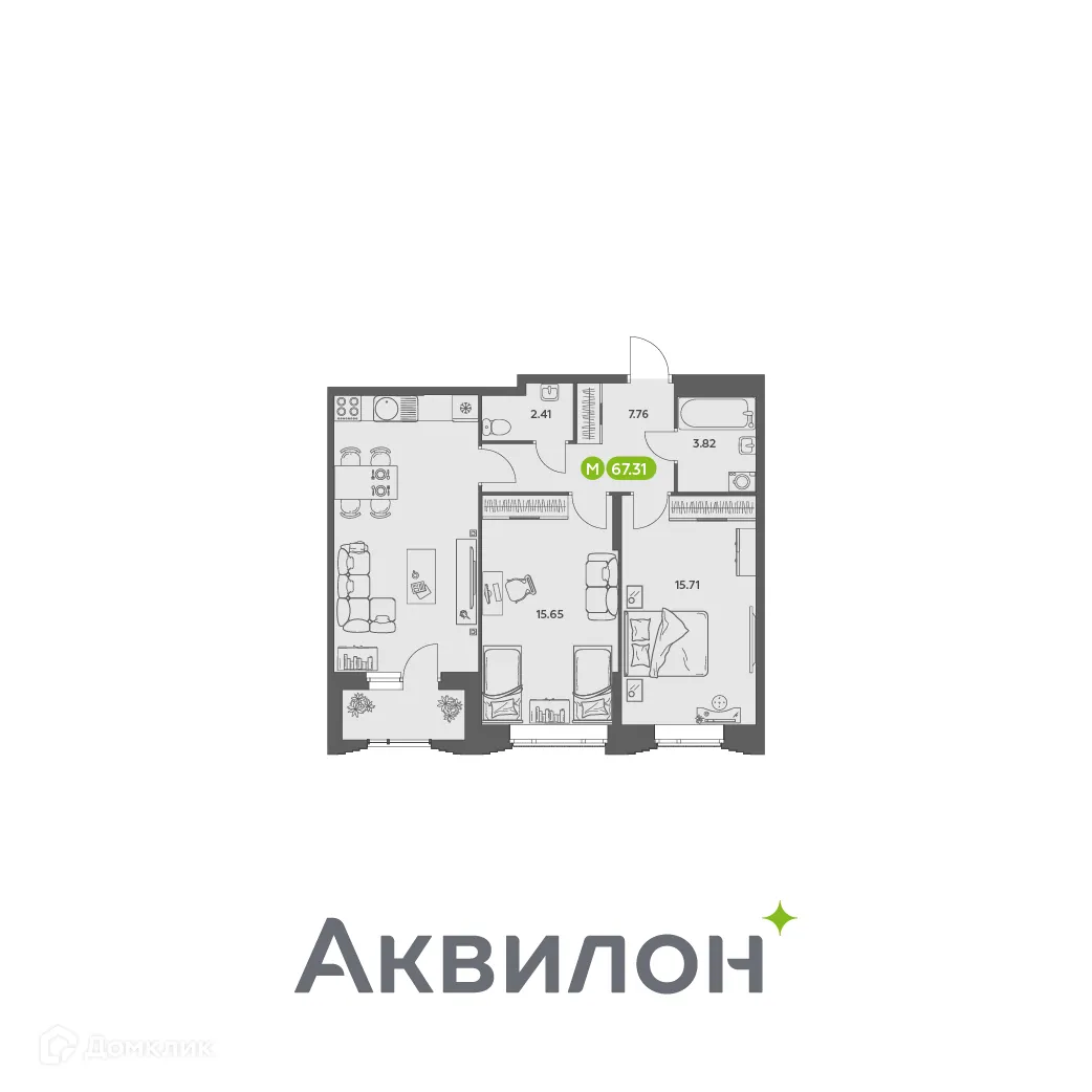 Фото квартиры в ЖК Аквилон АКВАРТАЛ