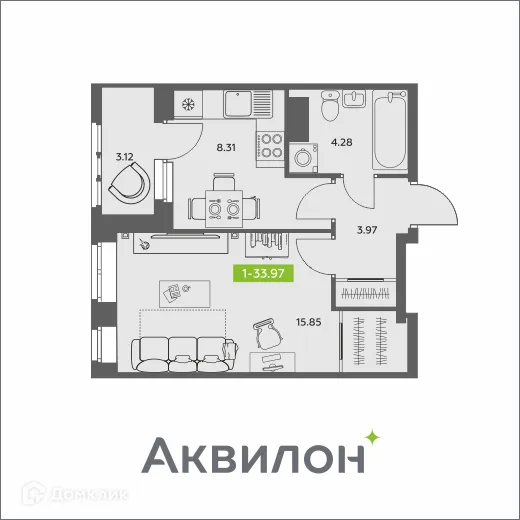 Фото квартиры в ЖК Аквилон АКВАРТАЛ