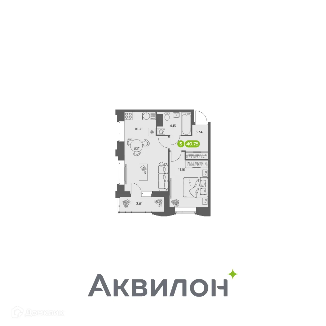Фото квартиры в ЖК Аквилон АКВАРТАЛ
