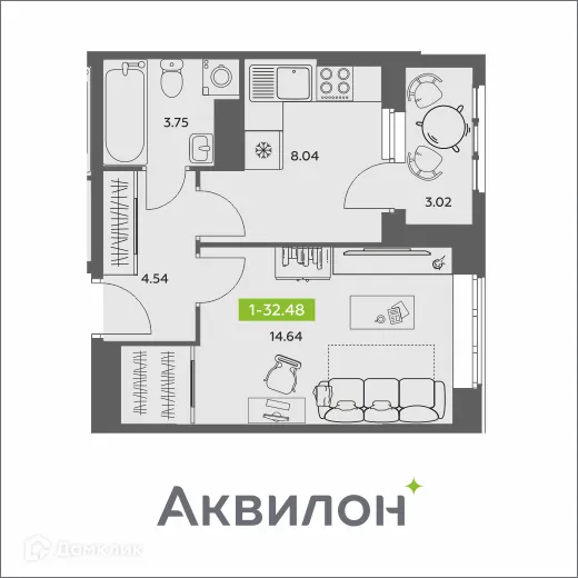 Фото квартиры в ЖК Аквилон АКВАРТАЛ
